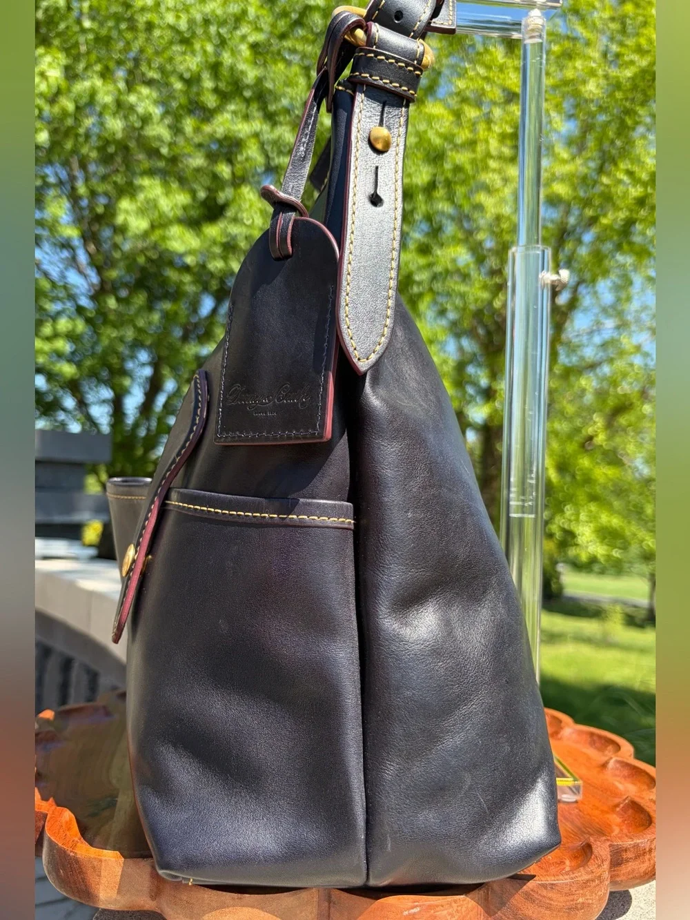 Dooney & Bourke Medium Lucy Navy Blue Florentine Leather Hobo NWT